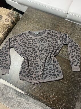 Barefoot Dreams cozy chic ultra lite leopard print long sleeve sweater pullover